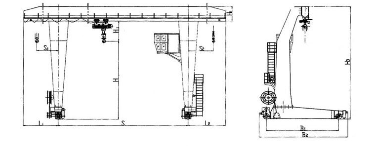 L型電葫蘆門式起重機(jī)結(jié)構(gòu)圖 L型電葫蘆門式起重機(jī)結(jié)構(gòu)圖